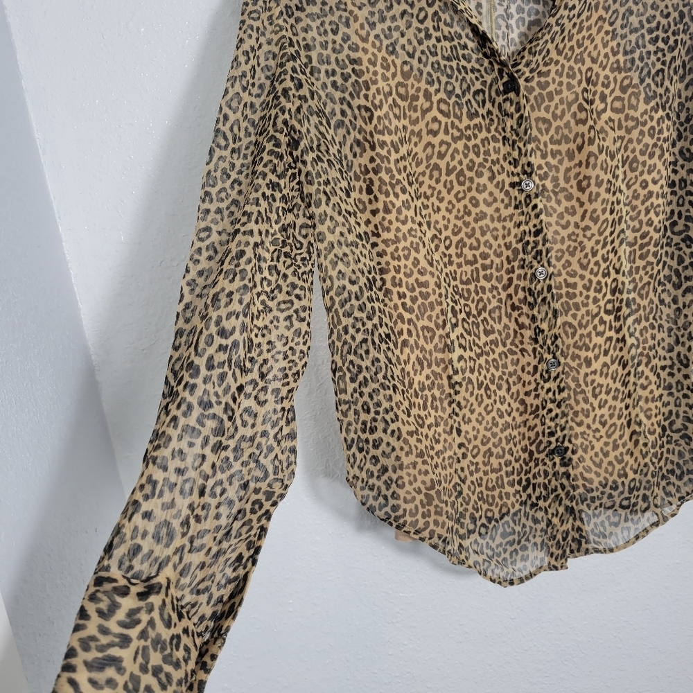 J Crew Sheer leopard-print shirt in crinkle chiffon, 4, NWOT - Picture 6 of 8